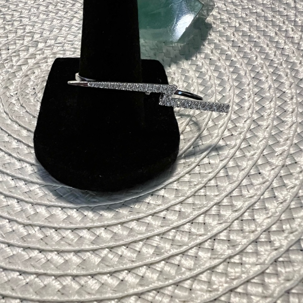 .925 Silver Lightning Bolt Double Ring - image 5